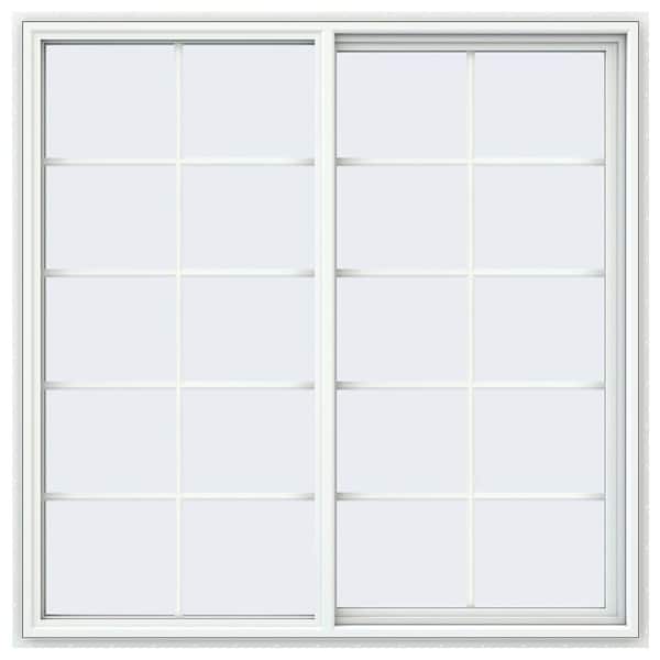 JELD-WEN 59.5 in. x 59.5 in. V-4500 Series White Vinyl Right-Handed Sliding Window with Colonial Grids/Grilles