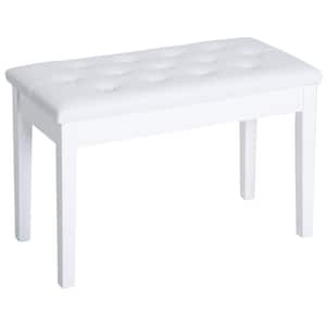 White Faux Leather 2-Person Piano Bench 19.75 in. x 14.25 in. x 30 in.