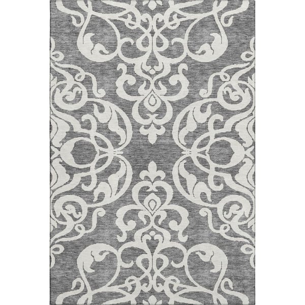 Addison Rugs Mayfield Premium Machine Washable Abstract AMF973 Gray 8 ft. x 10 ft. Area Rug