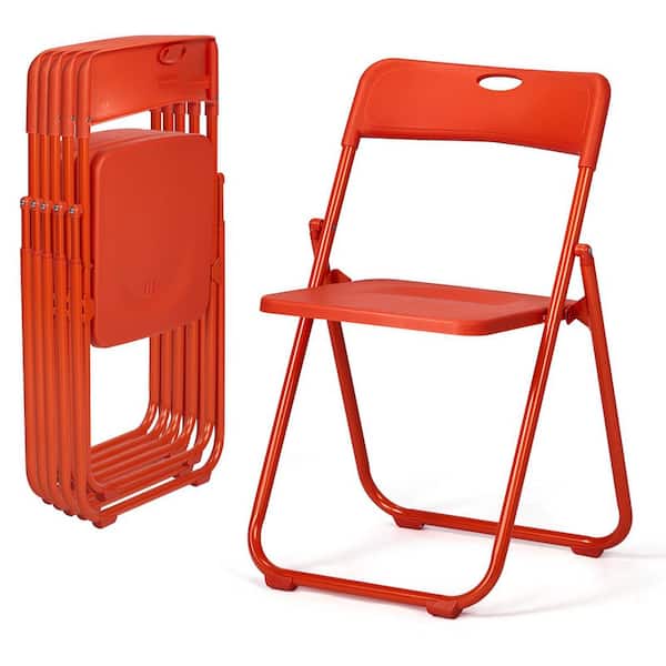 Karl home Patio Orange Plastic Folding Chair(Set of 6) K1G56001766