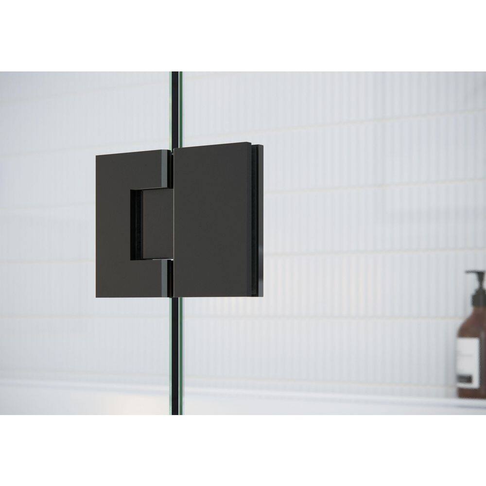 Stellar 78" Frameless Matte Black Glass Shower Door with Brass Hardware