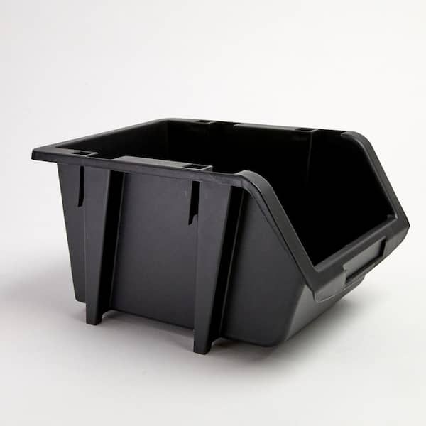 TAFCO PRODUCTS 6-7/8 in. Stacking and Nesting Storage Bin, Black (4-Pack)