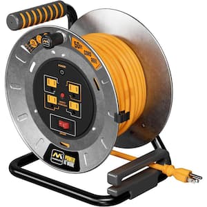 50 ft. 12/3 15 Amp Retractable Extension Cord Reel with 4 Grounded Outlet and Power Switch