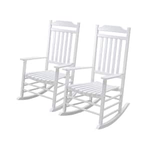 White Wood Adirondack Rocking Chair (2-Pack)