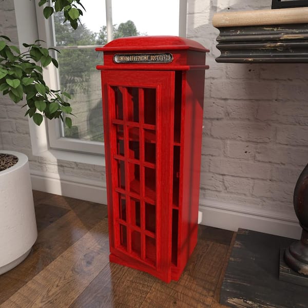 LOMDON TELEPHONE BOOTH ミニラック　一枚扉　 Litton Lane 2 Shelf Wood Stationary Red London Telephone Booth
