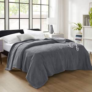 Dream Soft Heated Grey Polyester Queen Electric Blanket