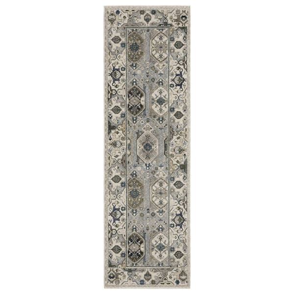 2 ft. x 8 ft. Blue Oriental Washable Area Rug