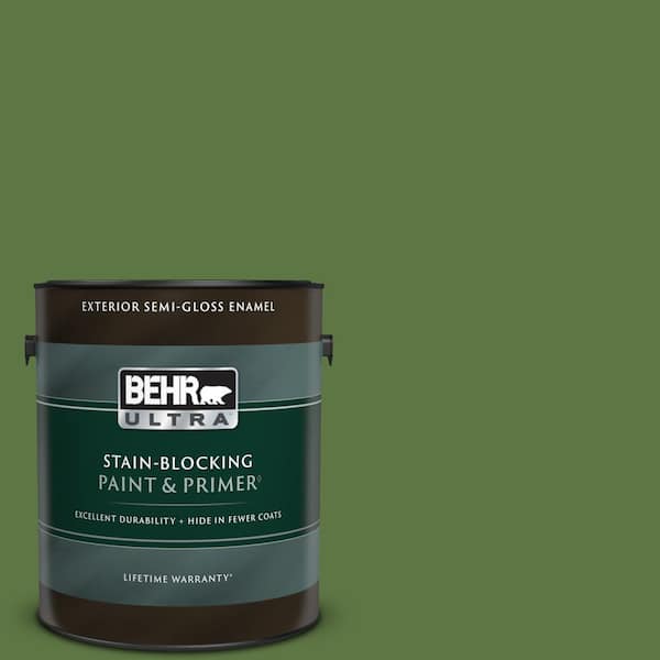 BEHR ULTRA 1 gal. #420D-7 Dill Pickle Semi-Gloss Enamel Exterior Paint & Primer