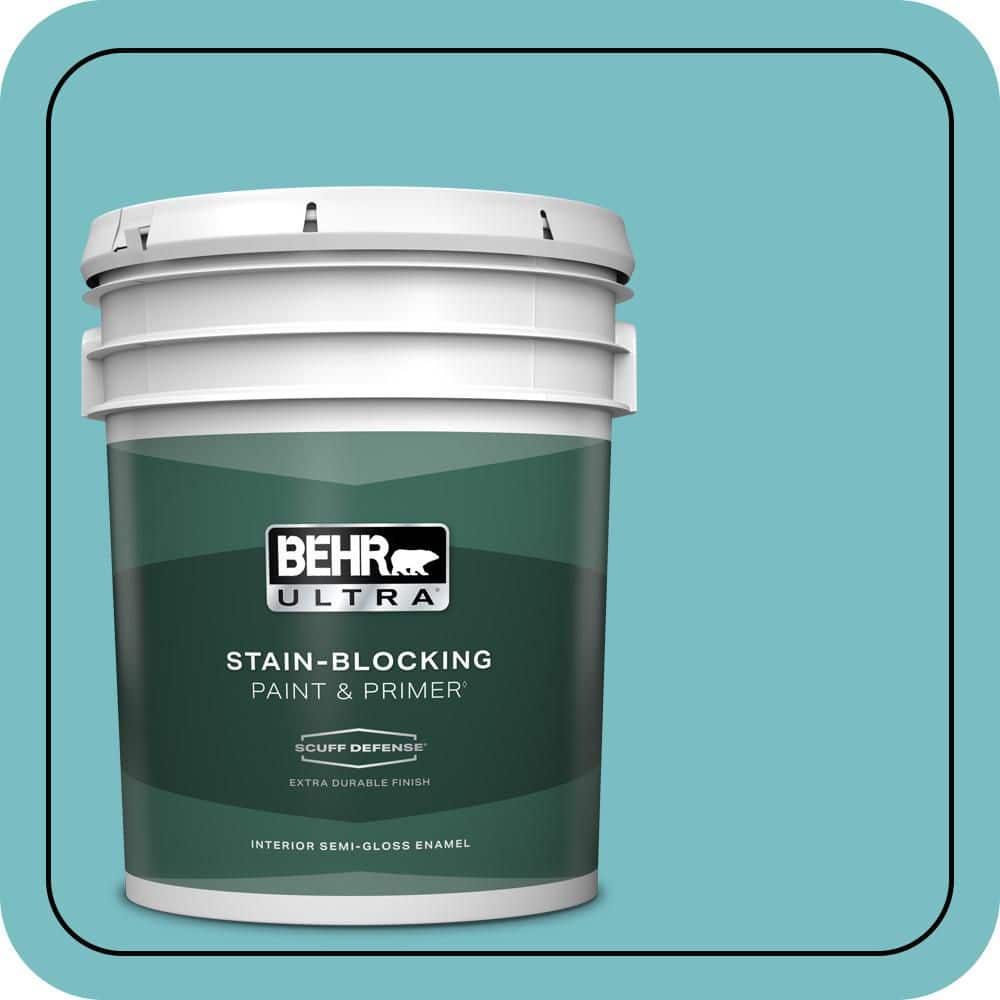 BEHR ULTRA 5 gal. #M460-4 Pure Turquoise Extra Durable Semi-Gloss ...