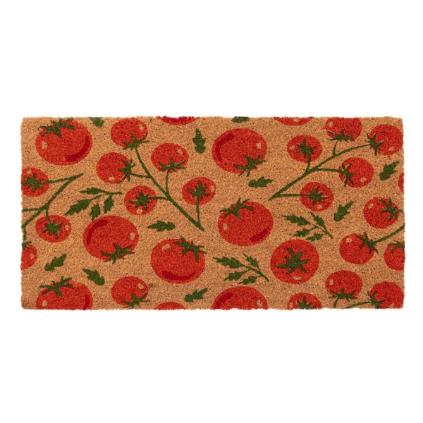 Tomatoes Print Beige 16 in. x 32 in. Coir PVC Backing Indoor/Outdoor Door Mat