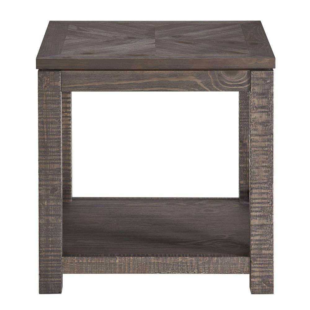 Dexter Distressed Driftwood Square End Table with Storage