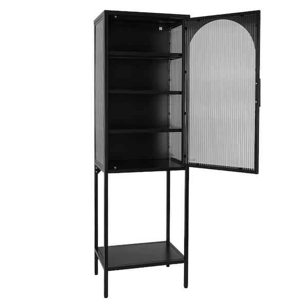 Unbranded 19.7 in. W x 13.8 in. D x 63 in. H Bathroom Black Linen Cabinet