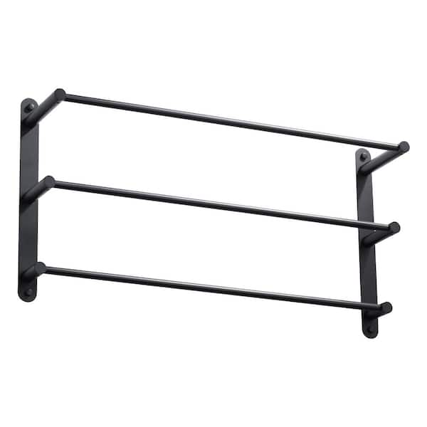 IVIGA 24 in. Bathroom 3-Tiers Towel Rack Wall Mount Towels Shelves/Bars in Stainless Steel Matte Black