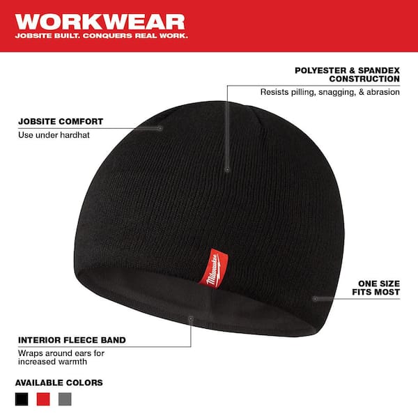 Men's Black Fleece Lined Knit Hat