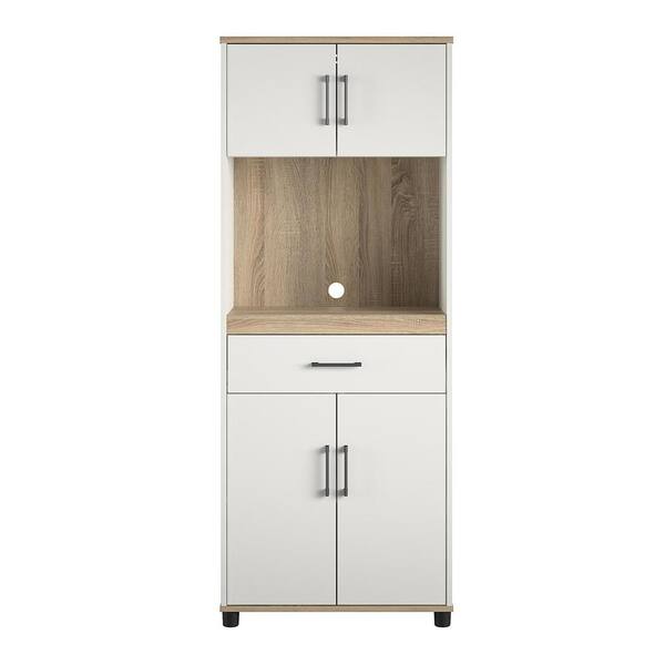 SystemBuild Evolution Langham 1-Drawer 4-Door White Tall Coffee Bar