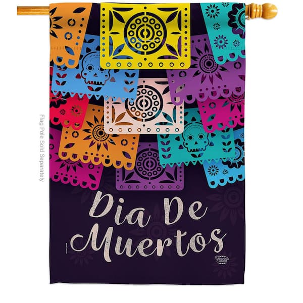 Ornament Collection 28 in. x 40 in. Dia De Muertos Fall House Flag Double-Sided Decorative Vertical Flags