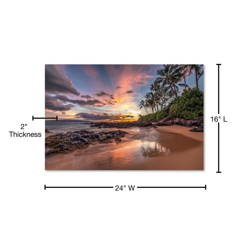 Hawaiian Sunset Beach Canvas Art in Pink and Blue