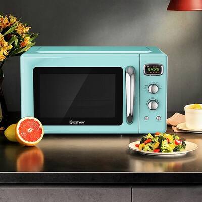 Practical 0.9 cu. ft. Countertop Microwave in Green with Timer and Child Lock 900-Watt