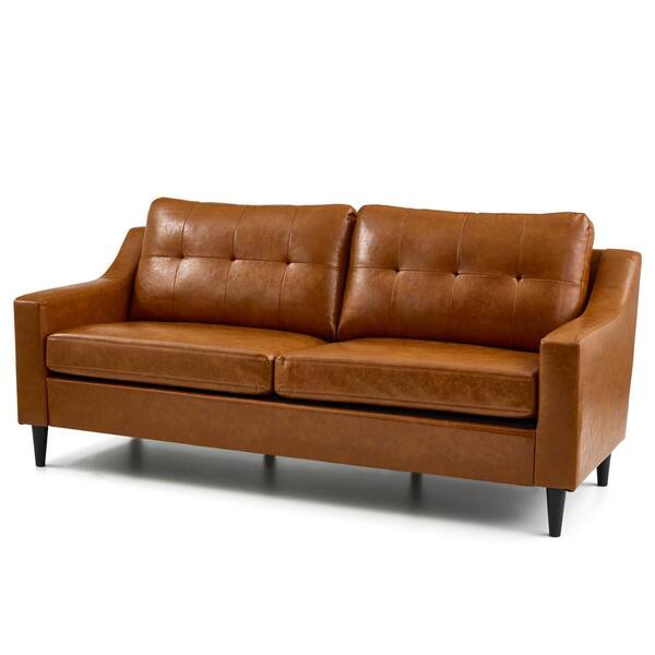 Brookside Ellen 75 5 In Brown Camel, How To Cover Faux Leather Sofa