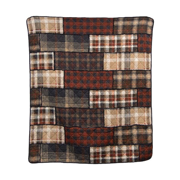 LJ Plaid Black and Red Cotton Throw Blanket