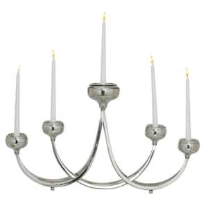 15 in. Silver Stainless Steel Candelabra with 5 Candle Capacity