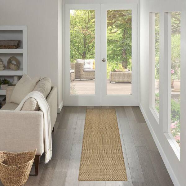 Courtyard 2 ft. x 10 ft. Jute All-Over Design Contemporary Runner Area Rug