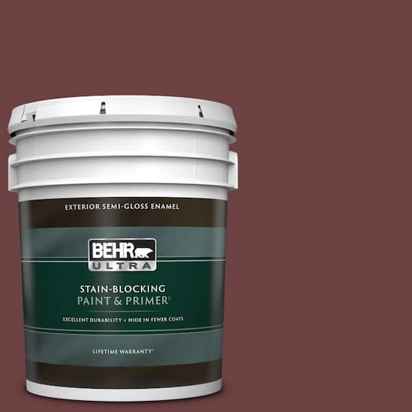 BEHR ULTRA 5 gal. #BIC-50 Deep Claret Semi-Gloss Enamel Exterior Paint & Primer