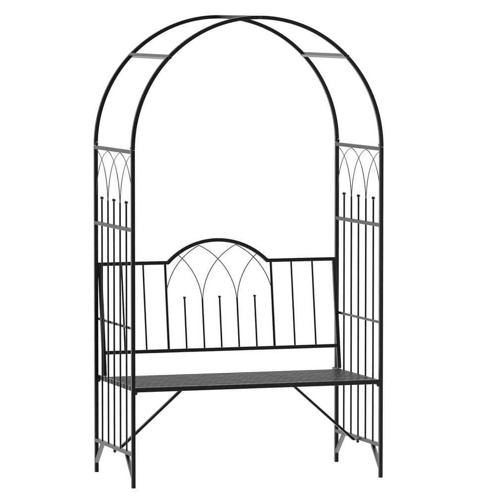 80 in. H Metal Garden Arbor Bench with Trellis, Climbing Plant Arch (Black) price history on PriceWatchPro