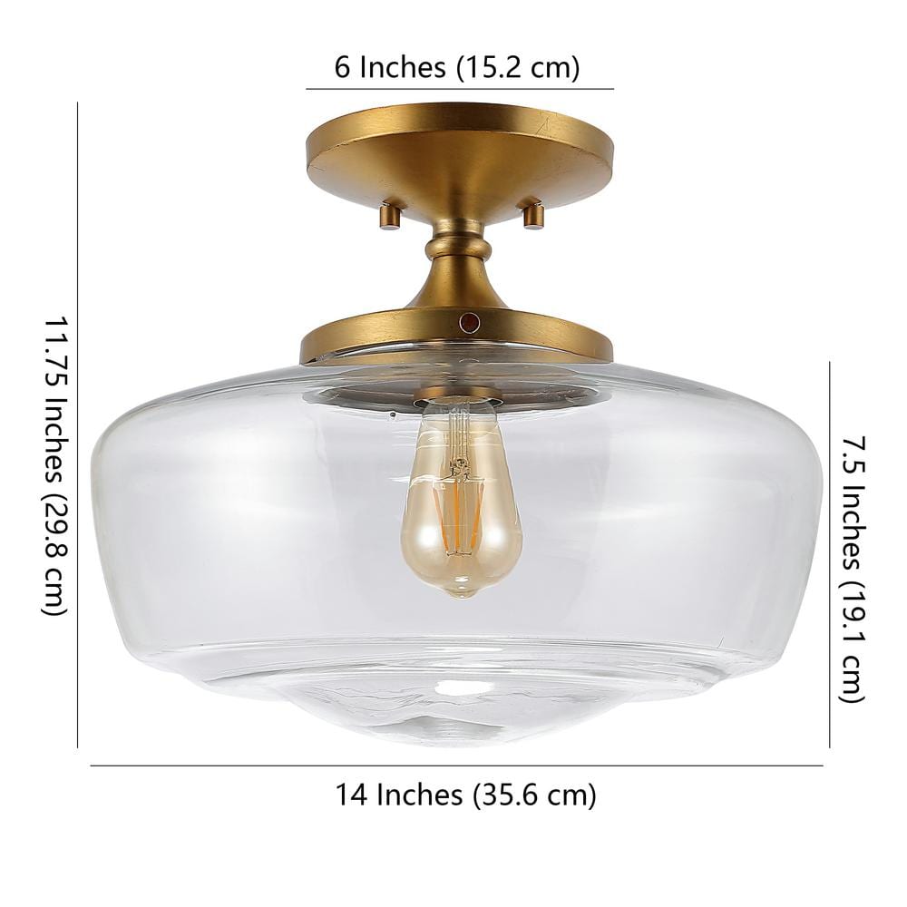 Marfa 17" Brass Gold Glass Farmhouse Modern LED Flush Mount
