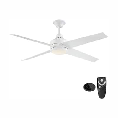 Mercer 56 in. Integrated LED Indoor White Ceiling Fan with Light Kit works with Google Assistant and Alexa