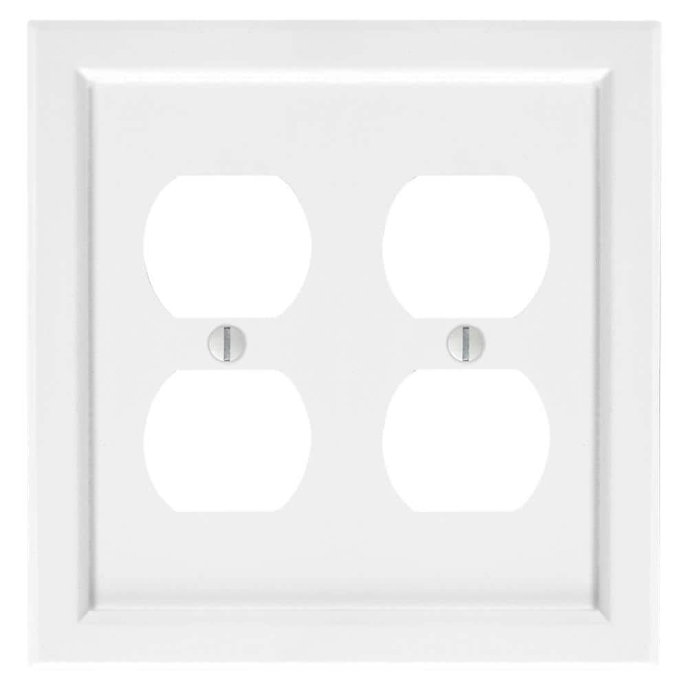 AMERELLE Woodmore 2 Gang White Duplex Outlet BMC Wood Wall Plate 210DDWHD B The Home Depot