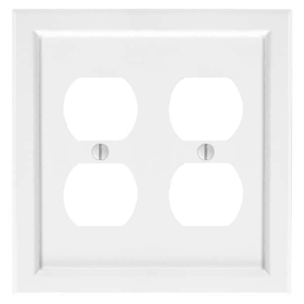 Amerelle Woodmore 2-Gang White Duplex Outlet BMC Wood Wall Plate