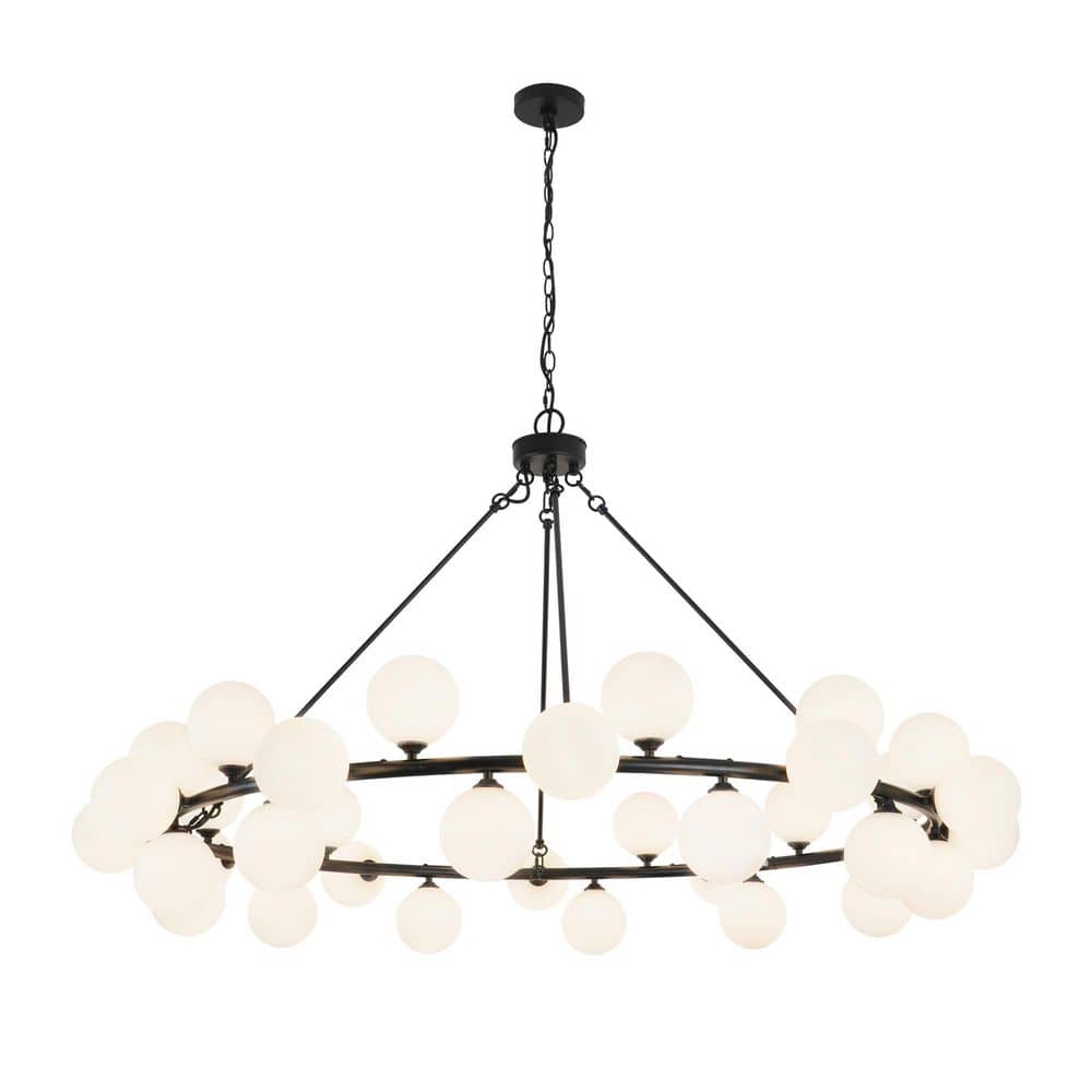 36 light Matte Black Foyer Chandelier Bubble Chandelier Wagon Wheel Chandeliers for Living Room with no bulbs included price history on PriceWatchPro