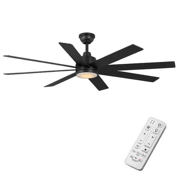 Hampton Bay Parkman 62 in. Indoor/Covered Outdoor Matte Black White Color Changing LED Ceiling Fan with Remote Control Included