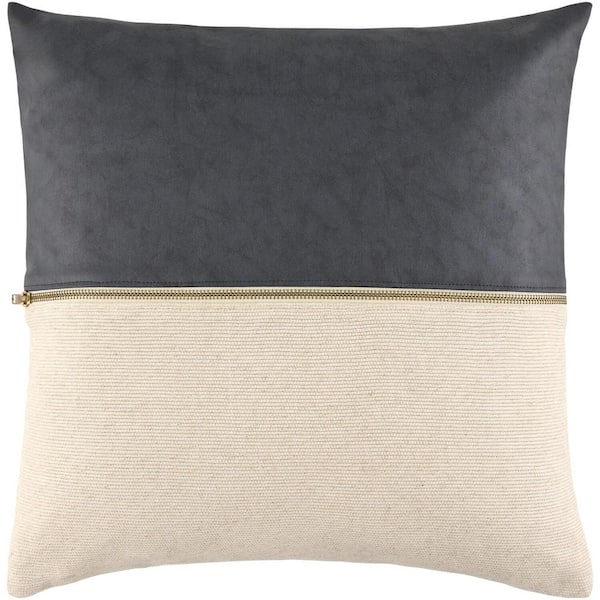 Galey Alix San Marco Modern Accent Pillow, 22 in. L x 22 in. W, Black/Beige
