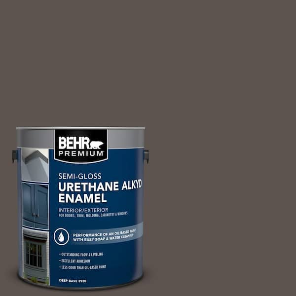 BEHR PREMIUM 1 gal. #AE-24 Barn Brown Urethane Alkyd Semi-Gloss Enamel Interior/Exterior Paint