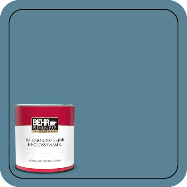 BEHR PREMIUM PLUS 1 qt. #S480-5 Blue Moon Bay Hi-Gloss Enamel Interior/Exterior Paint & Primer
