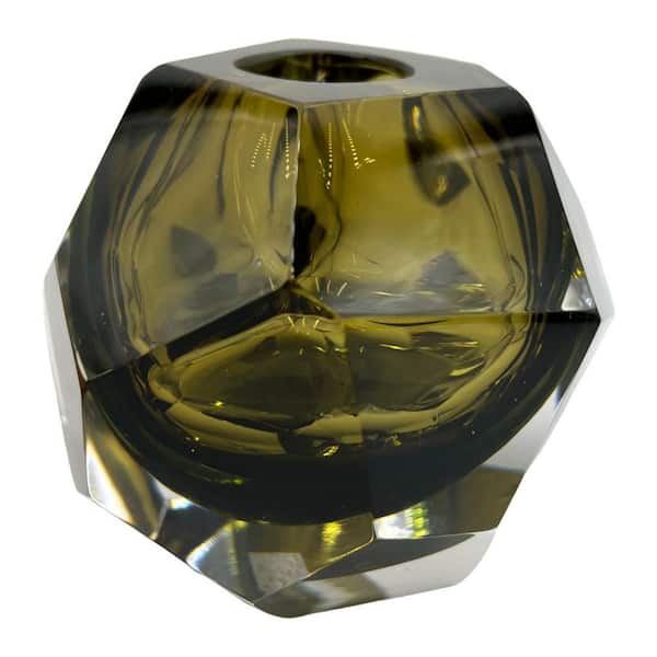 castellousa Brown Handmade Glass Geometric Table Vase