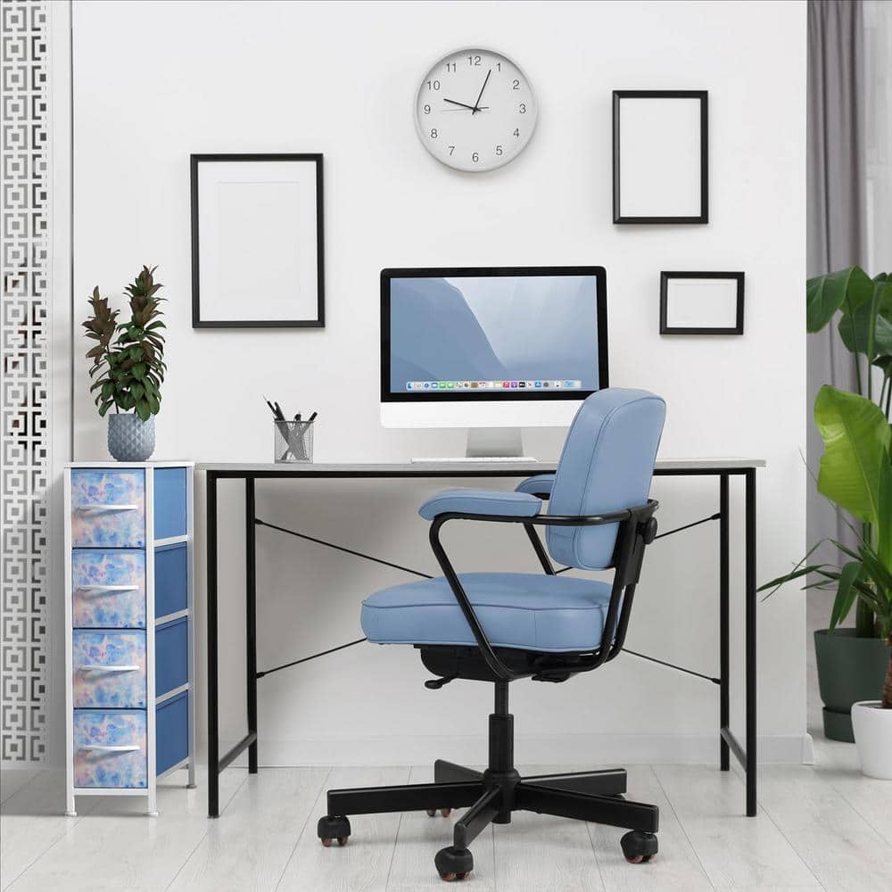 Narrow Blue and Tie-Dye Steel 4-Drawer Storage Tower