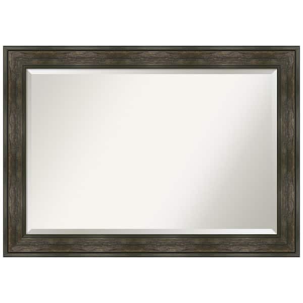 Amanti Art Rail Rustic Char 41.75 in. H x 29.75 in. W Framed Wall Mirror