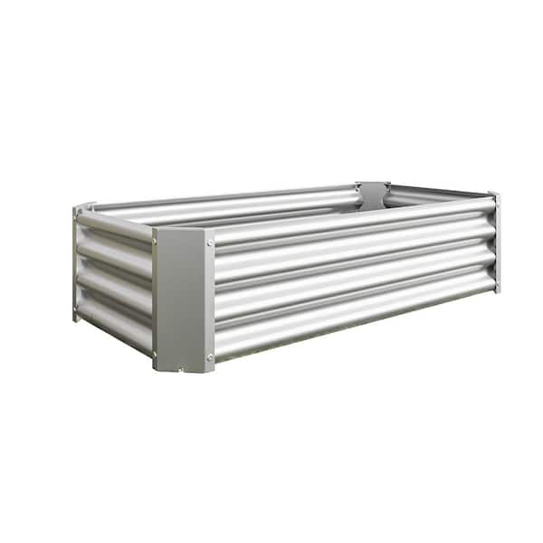 EPIPHANY DOUBLED INC 4 x 2 x 1 ft. Silver Rectangular Metal Raised Garden Bed