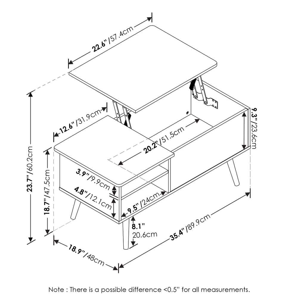 White Rectangular Lift-Top Coffee Table with Storage