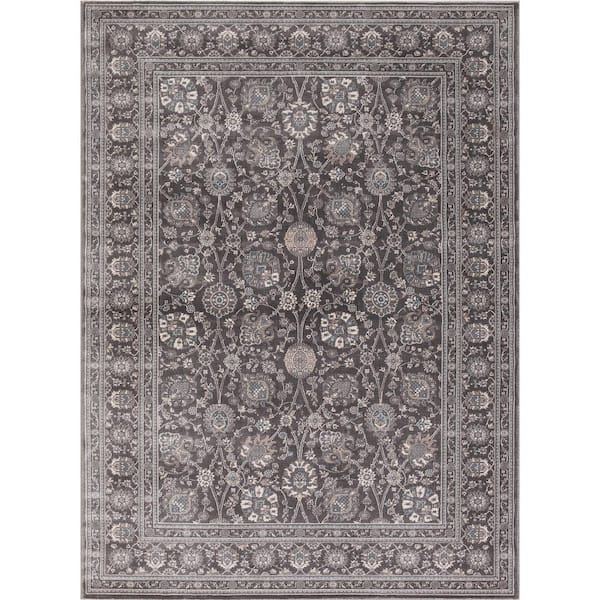 Concord Global Trading Kashan Collection Kashan Gray Rectangle Indoor 9 ...