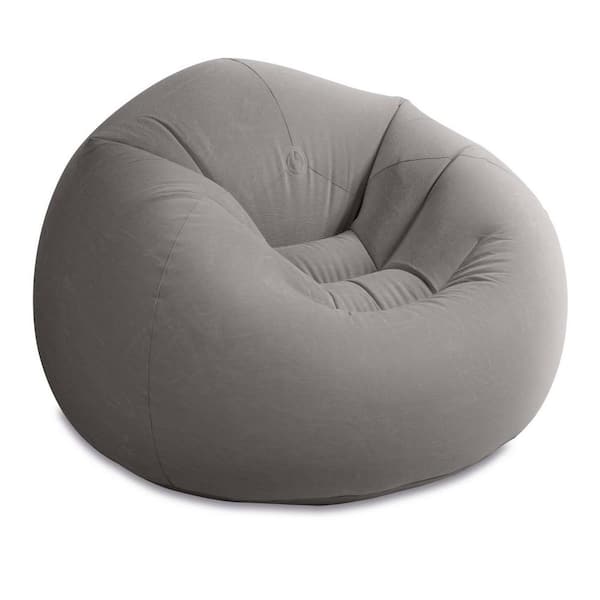 Intex Twin Inflatable Contoured Corduroy Beanless Bag Lounge Chair in Gray