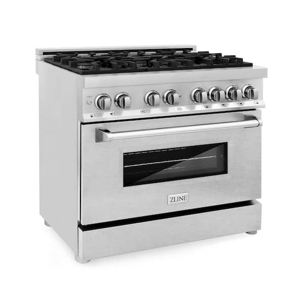 ZLINE Kitchen and Bath 36 in. 6 Burner Dual Fuel Range with Fingerprint Resistant Stainless Steel Door in Stainless Steel