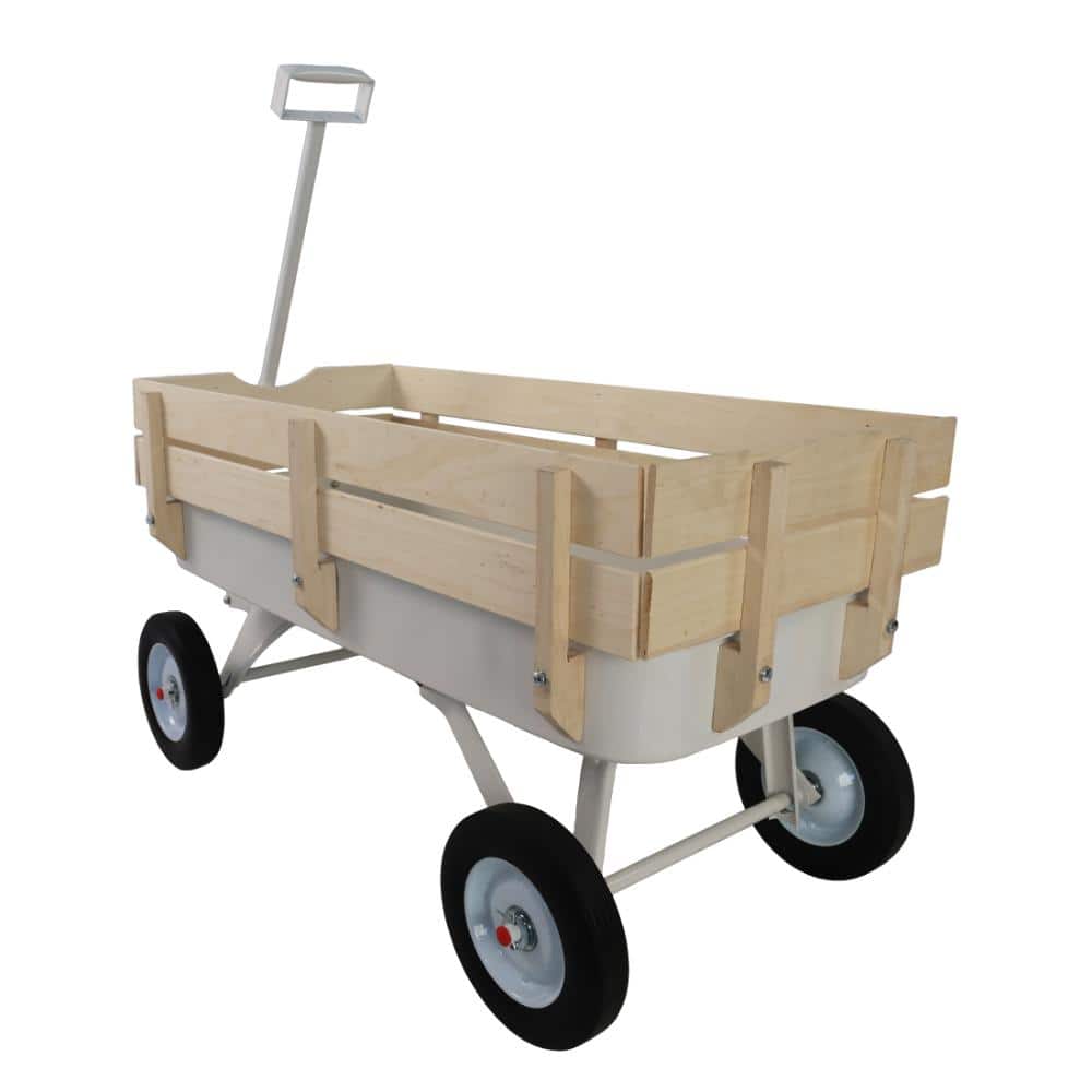 All-Terrain Garden Cart with Wooden Railings & Solid Tires, 176lb Capacity Outdoor Utility Wagon price history on PriceWatchPro