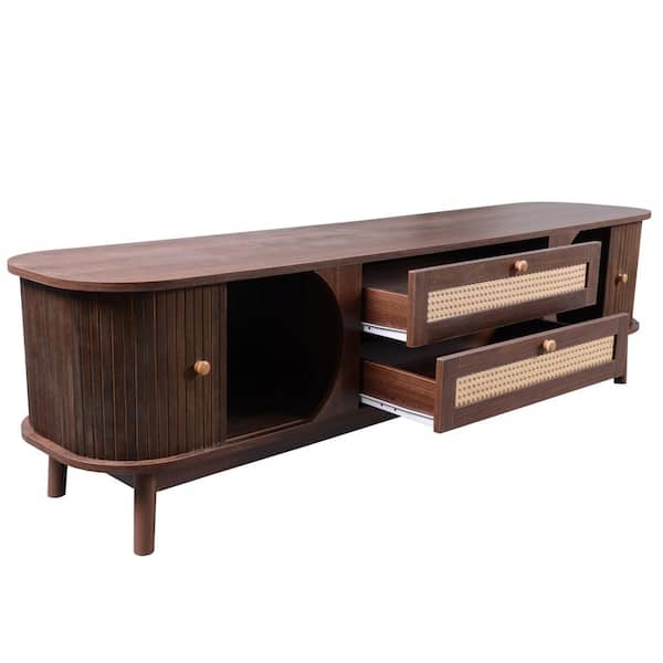 Unbranded 66.93 in. W x 15.55 in. D x 18.11 in. H Bathroom Brown Linen Cabinet