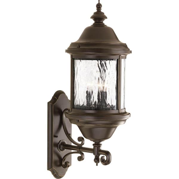 Progress Lighting Ashmore Collection 3-Light Antique Bronze 28 in. Outdoor Wall Lantern