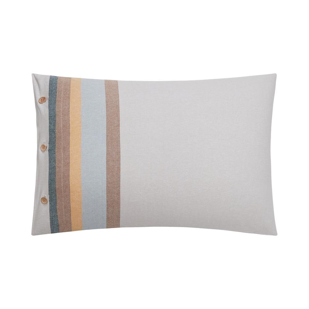 Twin Cream Cotton Reversible Comforter Set with Stripes