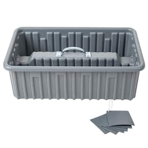 Professional Grade 22 in. Gray Polyethylene Saddle Tray with 6-Dividers and Lid